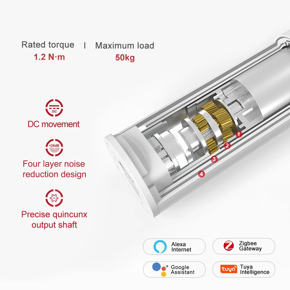 Smart Home Automatic Curtain Motor Smart Electric Vawe Curtain Track Set Electronic Curtain Opener Metal PE Aluminum Alloy White