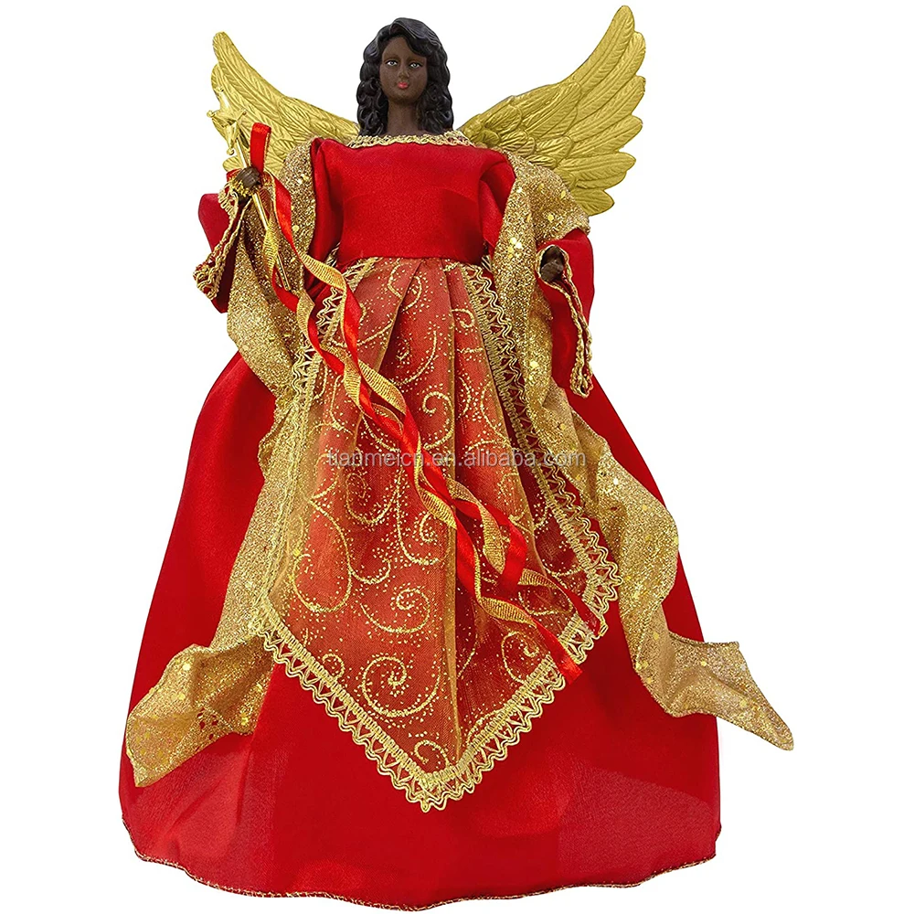 30cm red Angel with Feathered wings hot selling christmas tree ornament holiday decoration 2020 best design plastic figurine