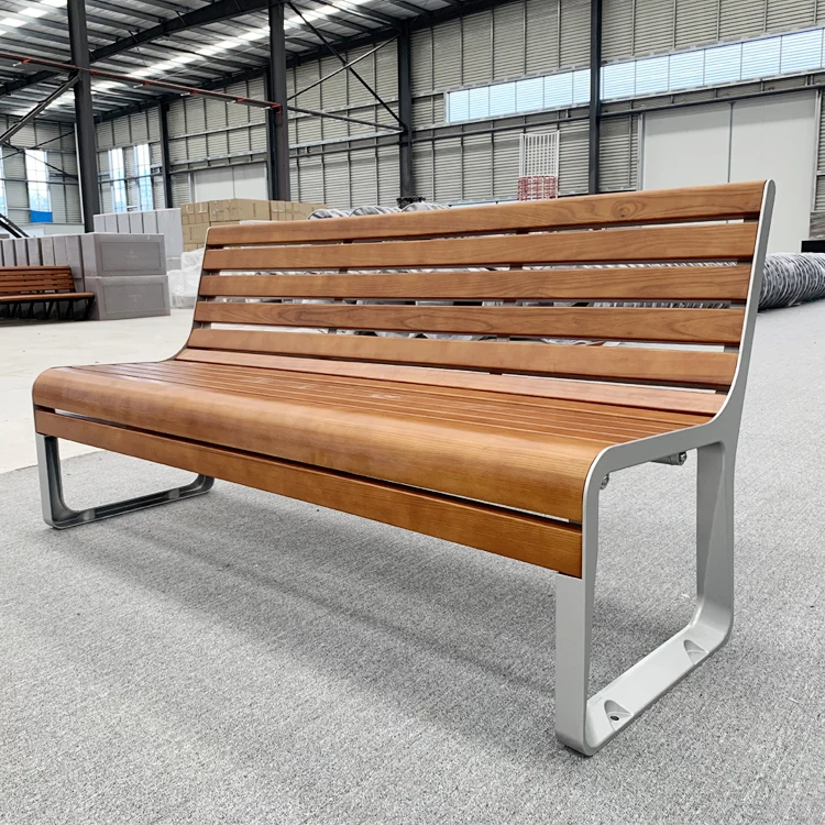 Factory Price Outdoor Solid Wood Bench Seat Aluminum Steel Bench Garden Banco de Jardin