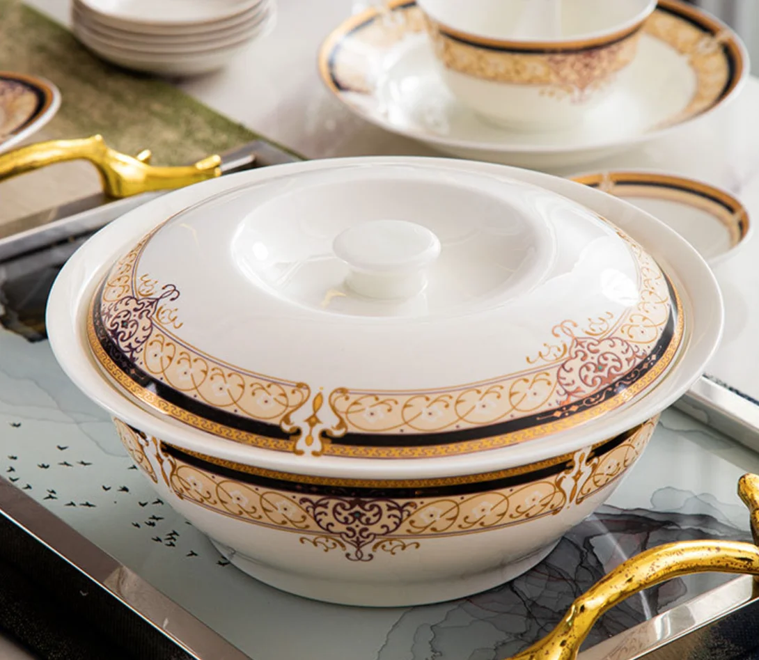 North American bowl and dish set family ceramic tableware set bone China plate European bowl combination tableware set