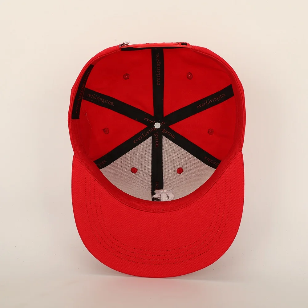 Wholesale Custom Oem 6 Panel Sport Flat Brim Hat High Quality Embroidery Logo Red Cotton Gorras Woven Patch Unisex Snapback Cap