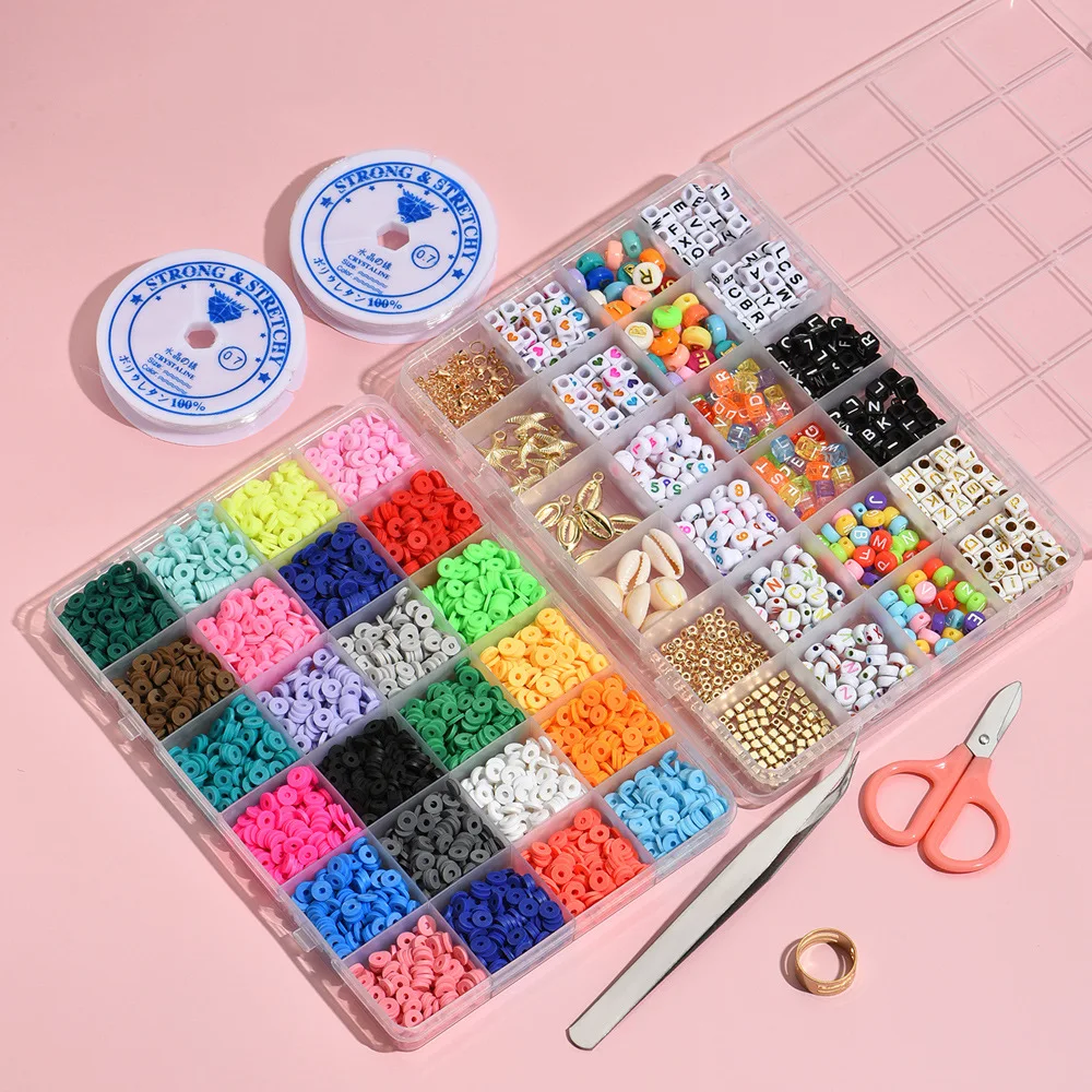 Wholesale 48Colors Letter Beads Sets in Bulk Beaded Jewelry polymer clay Fit Jewelry Making DIY Bracelet Necklace