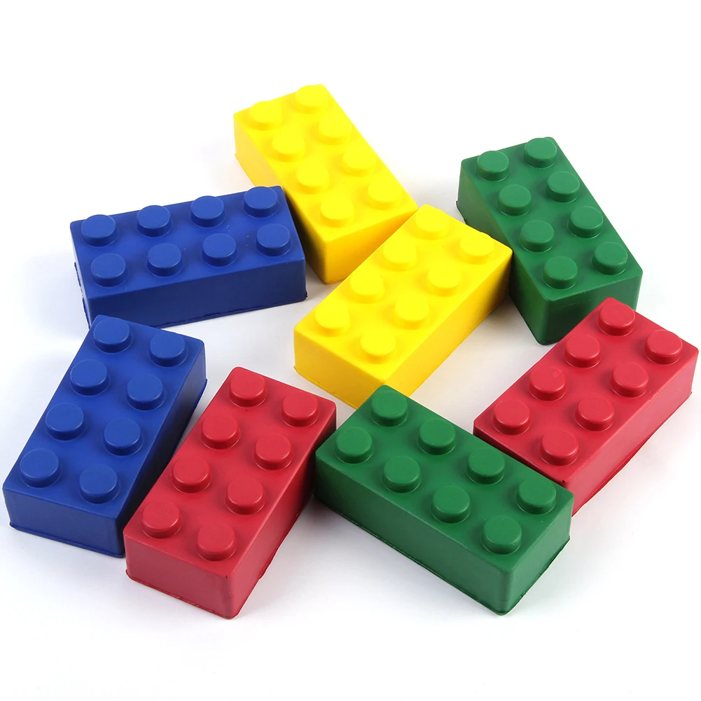 Custom logo printed colorful soft foam brick PU anti stress brick toy foam block construction