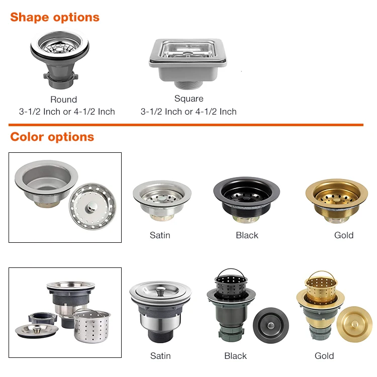 3-1/2 Inch Kitchen Sink Drain Assembly with Strainer stainless steel sink filter