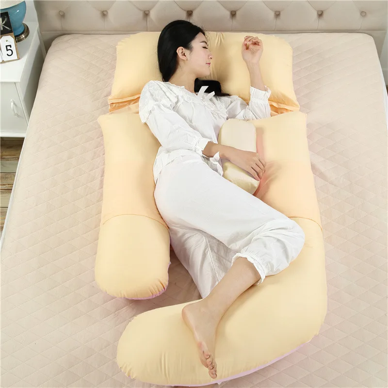 Custom G-Shaped Striped Memory Foam Body Maternity Pillow for Home Use Portable Cotton Pregnant Women Bedding U-Shape