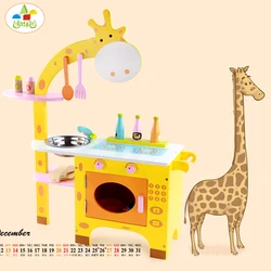 Mempelajari big kitchen set toys Simulation child early childhood education play family cognitive game giraffe kitchen toy