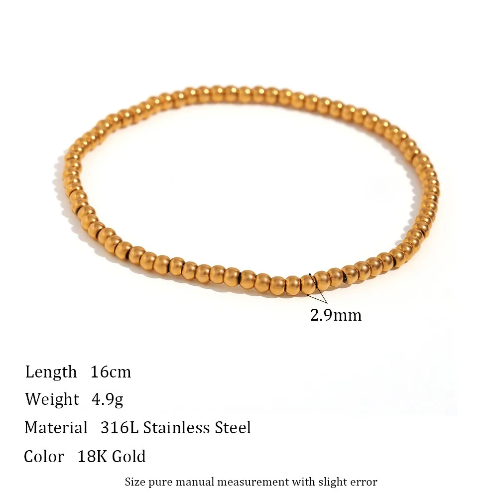 Fashionable and simple popular hand jewelry niche retro stainless steel plated 18K elastic beads bracelet