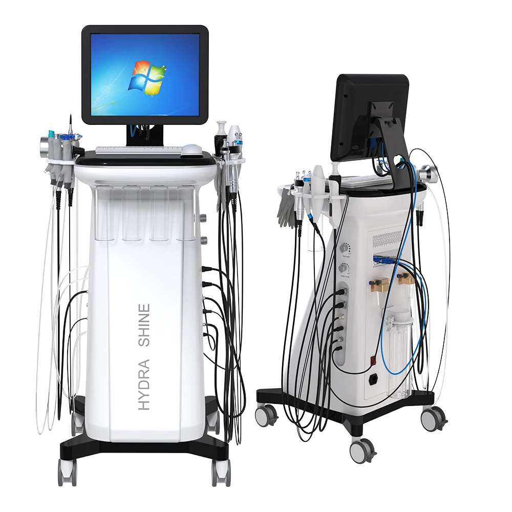 New Computer System Skin Analyzer 13 in 1 Hydra Shine Micro Dermabrasion Facial Skin Care Diamond Oxygen Peel SPA Beauty Machine