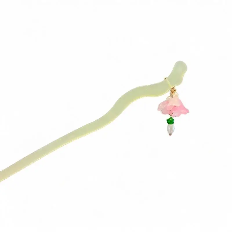 Wholesale Cheap Acrylic Chinese Style Sweet Kids Bun Hair Pins Jade Acetate Girls Hairpins