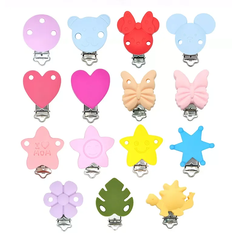 BPA Free silicone gum nipple clip soothe Chew Toys Silicone Baby Teether Pacifier Holder Clip