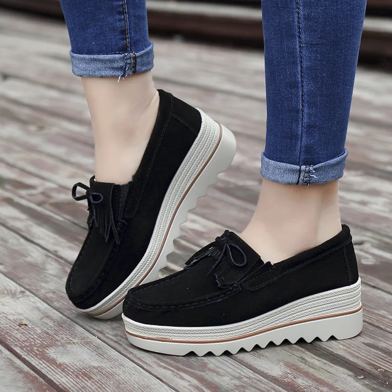 2024 Spring Women Flats Shoes Woman Platform Walking Flats Sneakers Women Suede Ladies Casual Shoes