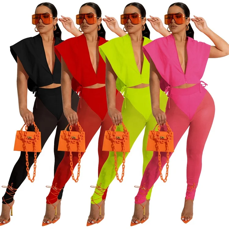 LF-577 Women Tracksuit Set 2 Piece Outfit Pockets Long Sleeve Fall Winter 2021 Clothes Plus Size Two Piece Pants Set Women