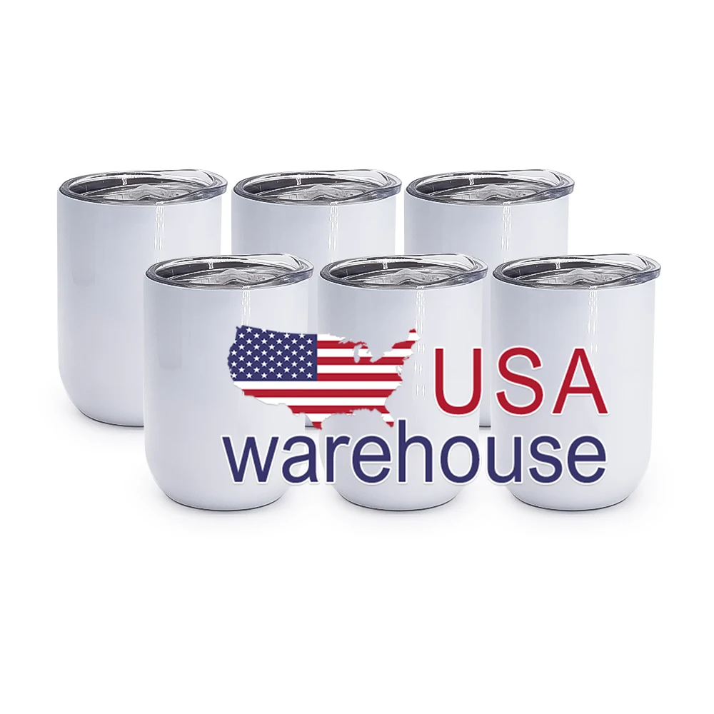 Ready to Ship sublimation white blanks wine 12oz Double Wall Stainless Steel straight egg shape tumbler
