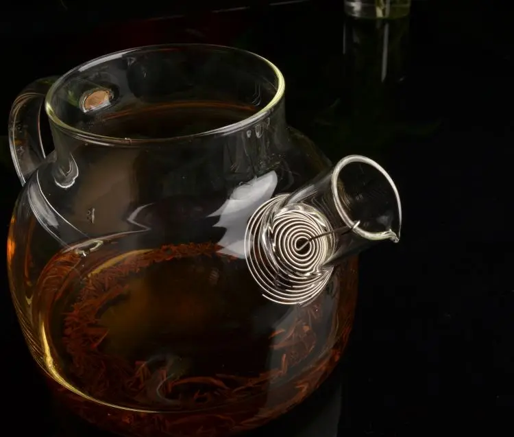 high borosilicate glass teapot large teapot with spring filter and Bamboo Lid