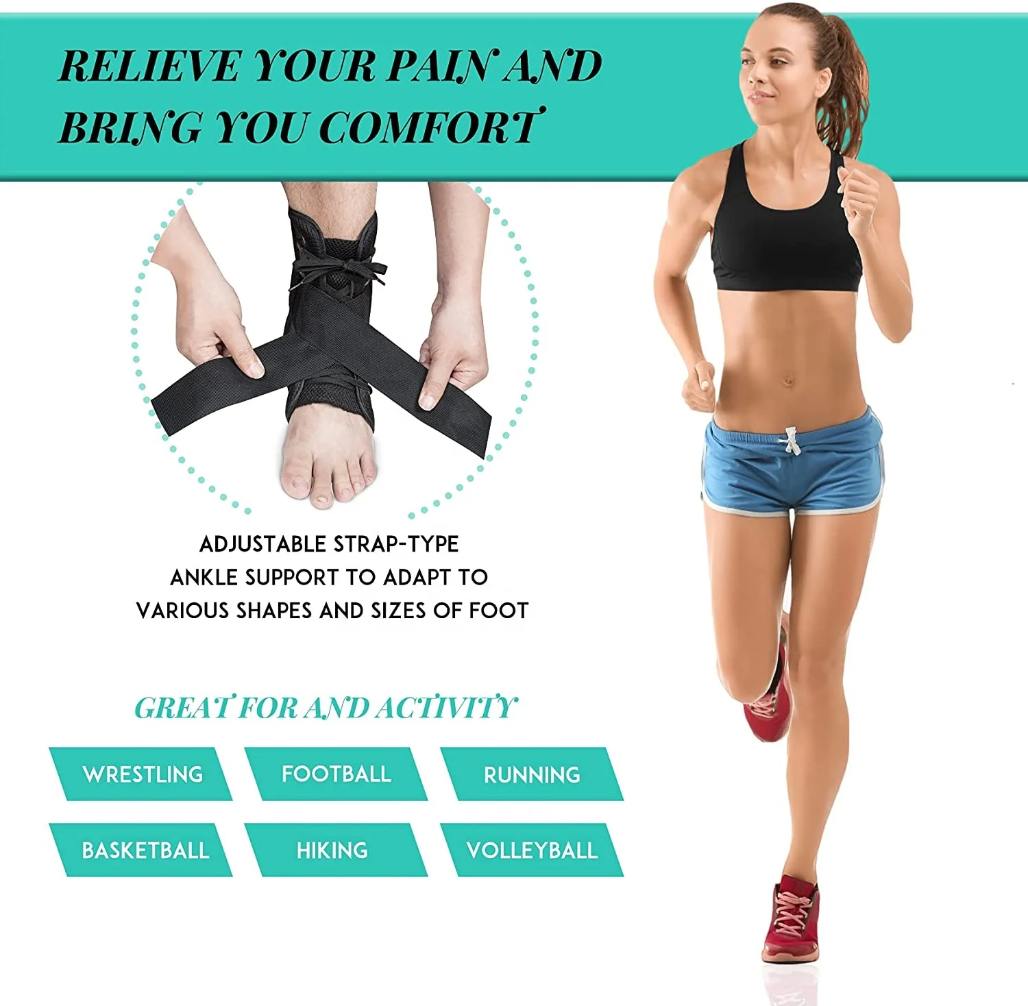 New Update Ankle Brace for Women & Men Lace Up Braces with Stabilizers Perfect Fit of Stabilizer Sprains