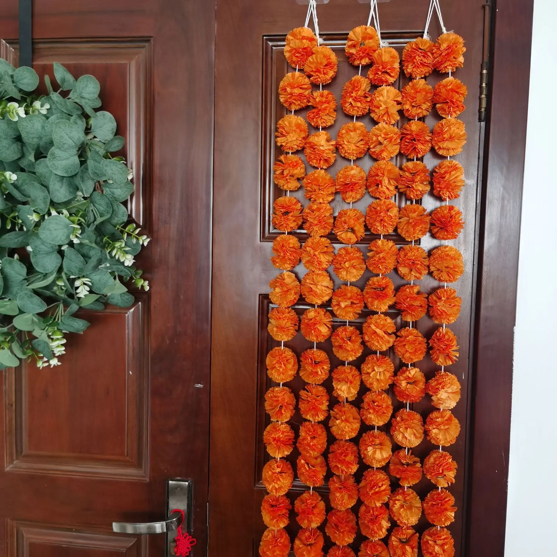 Wholesale Price Indian Yellow Orange Color Artificial Marigold Flower Garland For Wedding Decoration