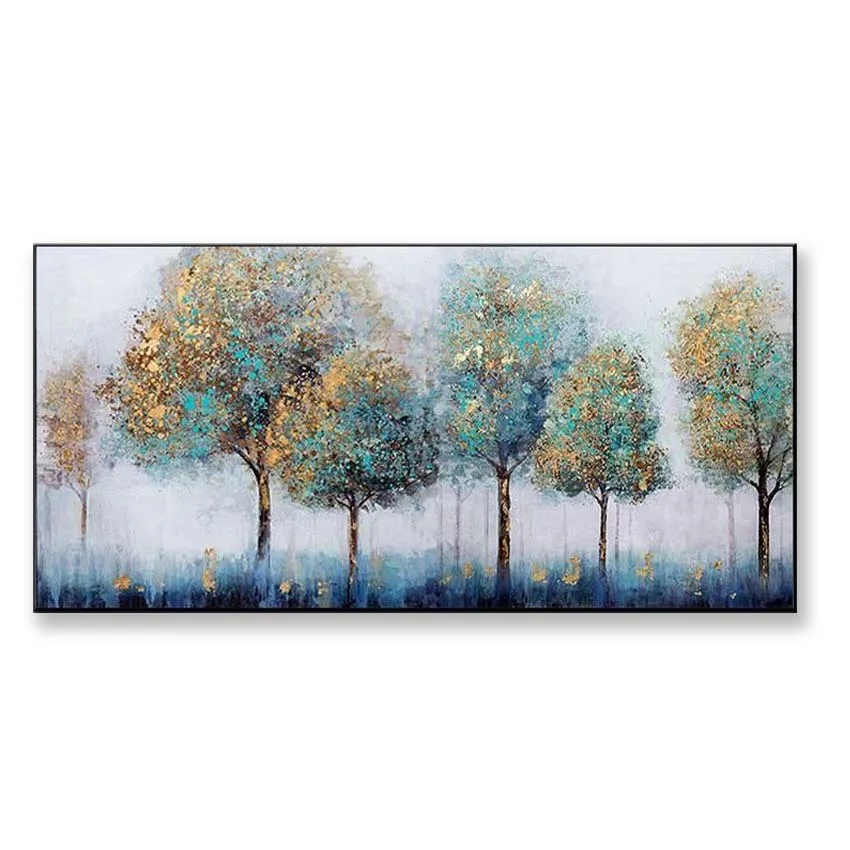 100%Hand Painted  Money Trees Abstract Landscape Wall Pictures Home Decor  money wall oil painting art