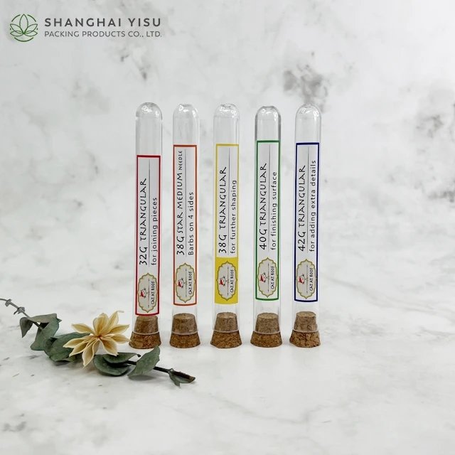 Wholesale packaging clear plastic Cork test tube with wood rack