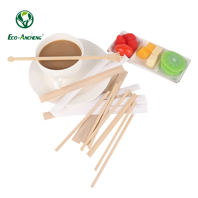 Biodegradable Birch Disposable Wooden Coffee Stirrer Sticks With Individually Wrapped