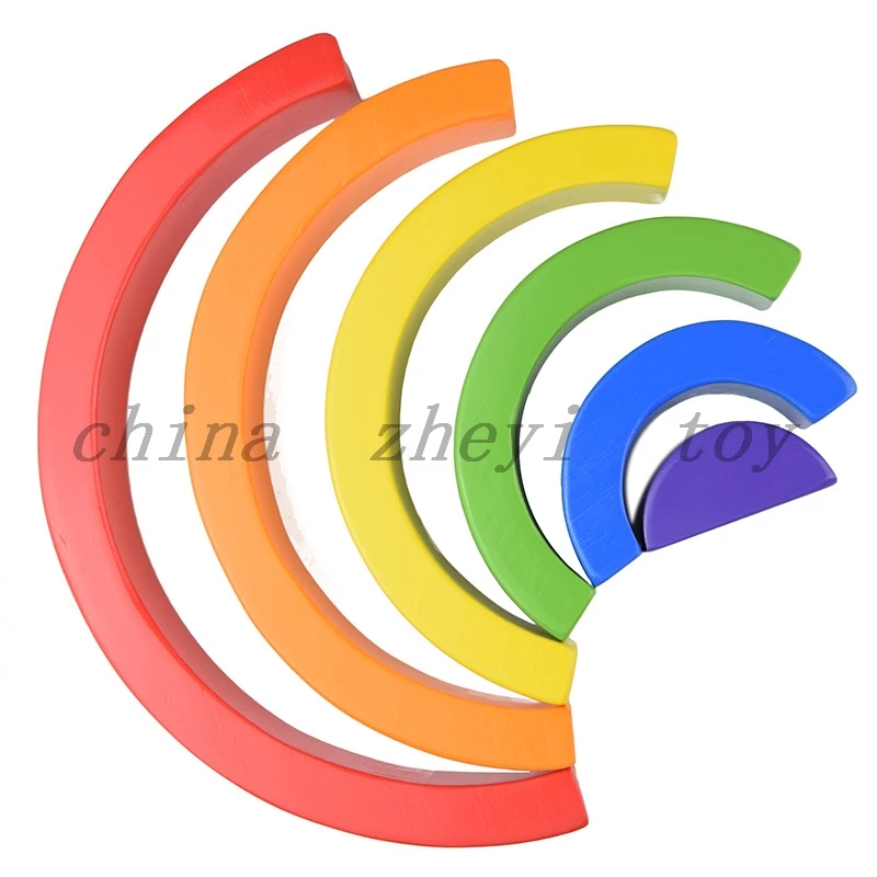 Factory direct sale kids toys wooden small Rainbow building blocks toys in china wholesale  education baby toys games parts