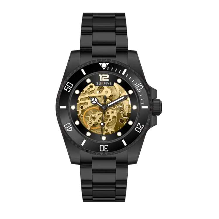 Luxury Custom Automatic Movement Black Low Moq Sapphire Glass Dive Date Frame Stainless Steel Design Stylish Watches For Men