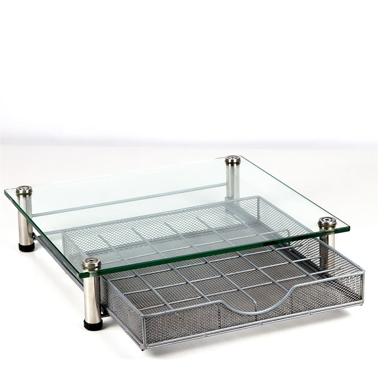 Tempered Glass Dolce Gusto Capsule Holder 36pcs Coffee Capsule Storage Drawer Metal Capsule Drawer