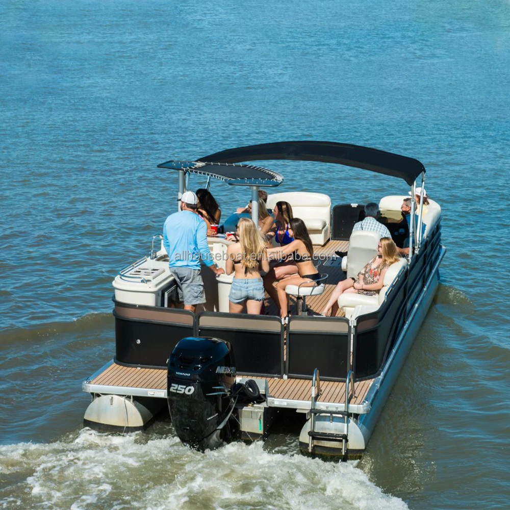 2024 New Design Water Floating House Boat Luxury Aluminum Pontoon Houseboat for Sale