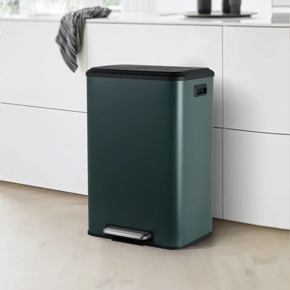 40L SS40 Plastic PP Home Kitchen Rectangle Dustbin Garbage Trash Can With Step Foot Pedal Waste Bin