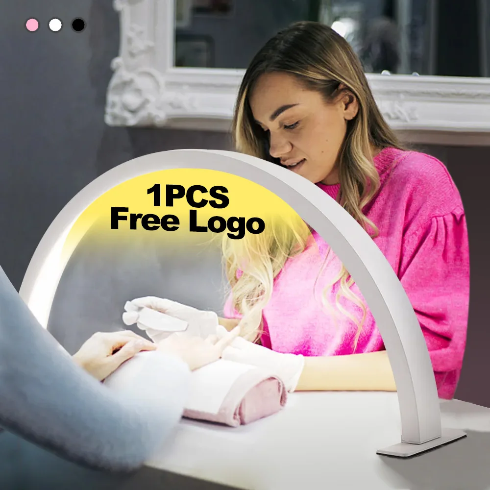 Customized LOGO 48W OEM Beauty Salon Lighting Adjustable Half-MoonLED  Care Kit Desktop Arch Ring Led Lights Manicure Lamp