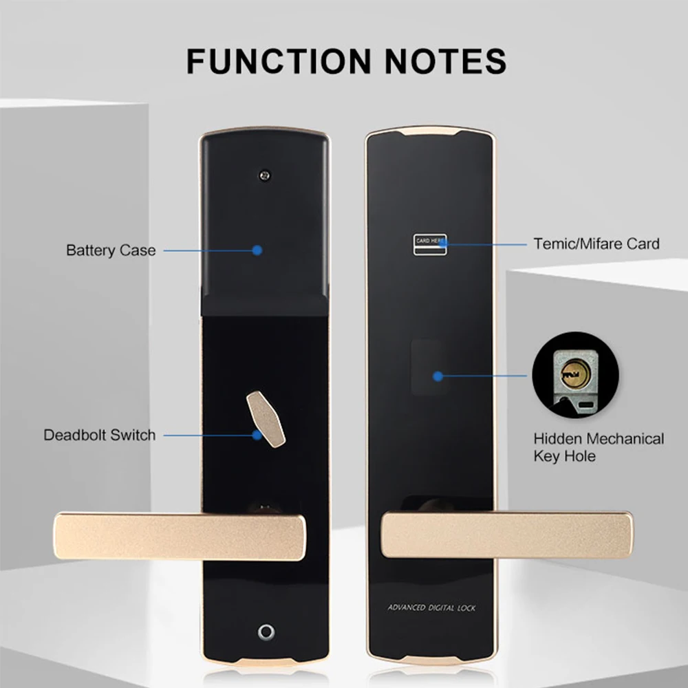 Oem Factory Price Hotel Key Card Reader Swipe Digital Security Smart Hotel Door Lock With Free Management System