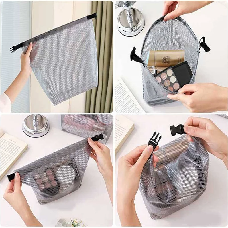 Waterproof storage bag Advanced stain-resistant EVA Makeup Bag translucent portable storage Roll Top Cosmetic handbag