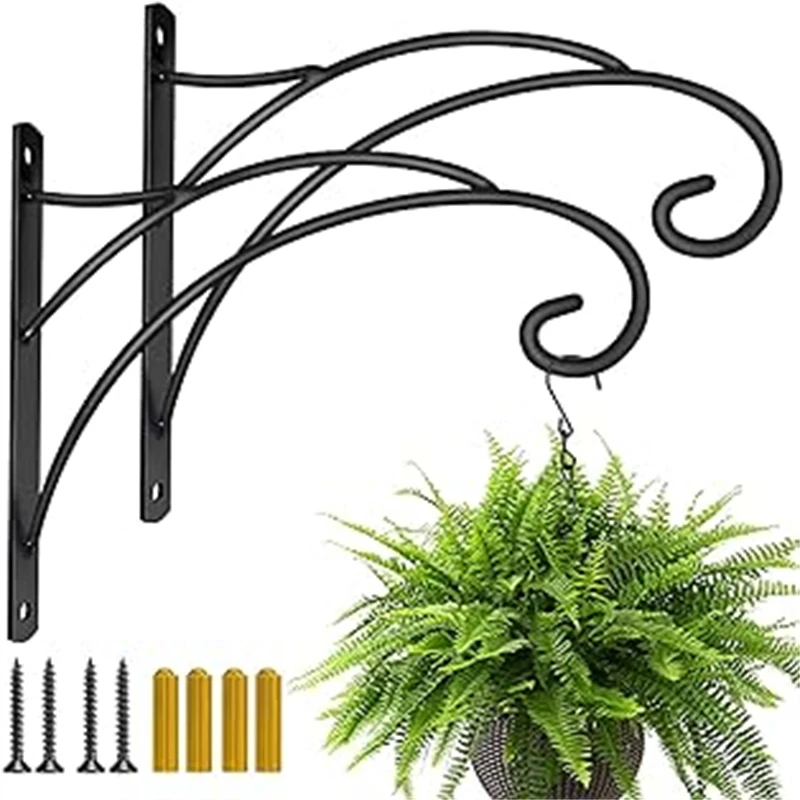 Hanging Plant Bracket Hand-Forged Iron Plant Hook Indoor Outdoor