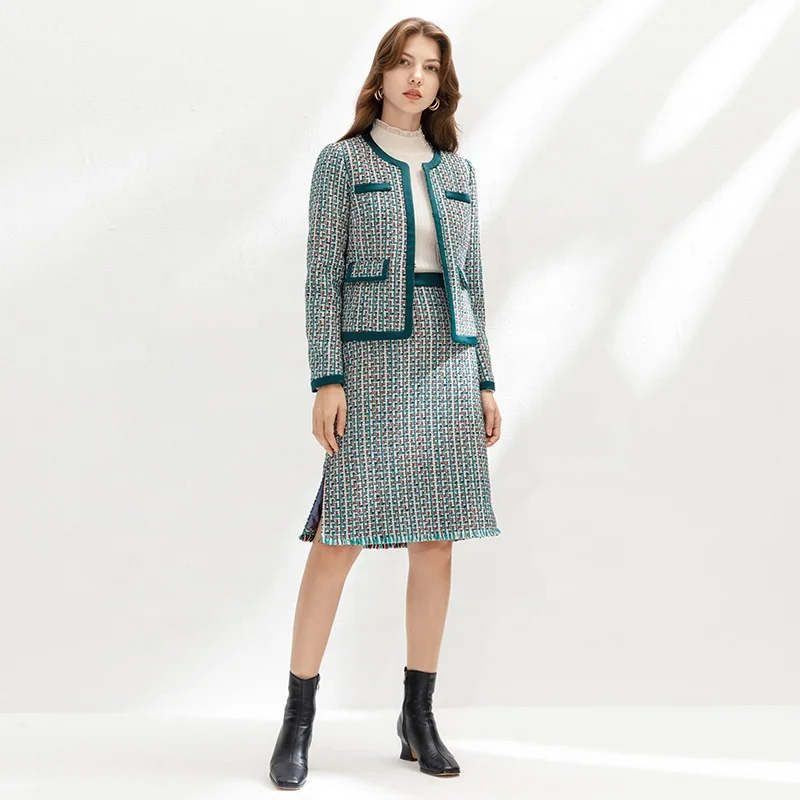 C152+C153 custom low moq odm oem cmt Fall Winter  Short Trench Evening Casual Outer set factory for Girl Women