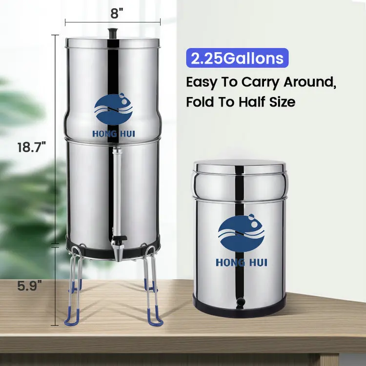 HONG HUI NSF 42& 372 LT-1.5A Camping Stainless Steel Water Purification Gravity Fed Water Filter System