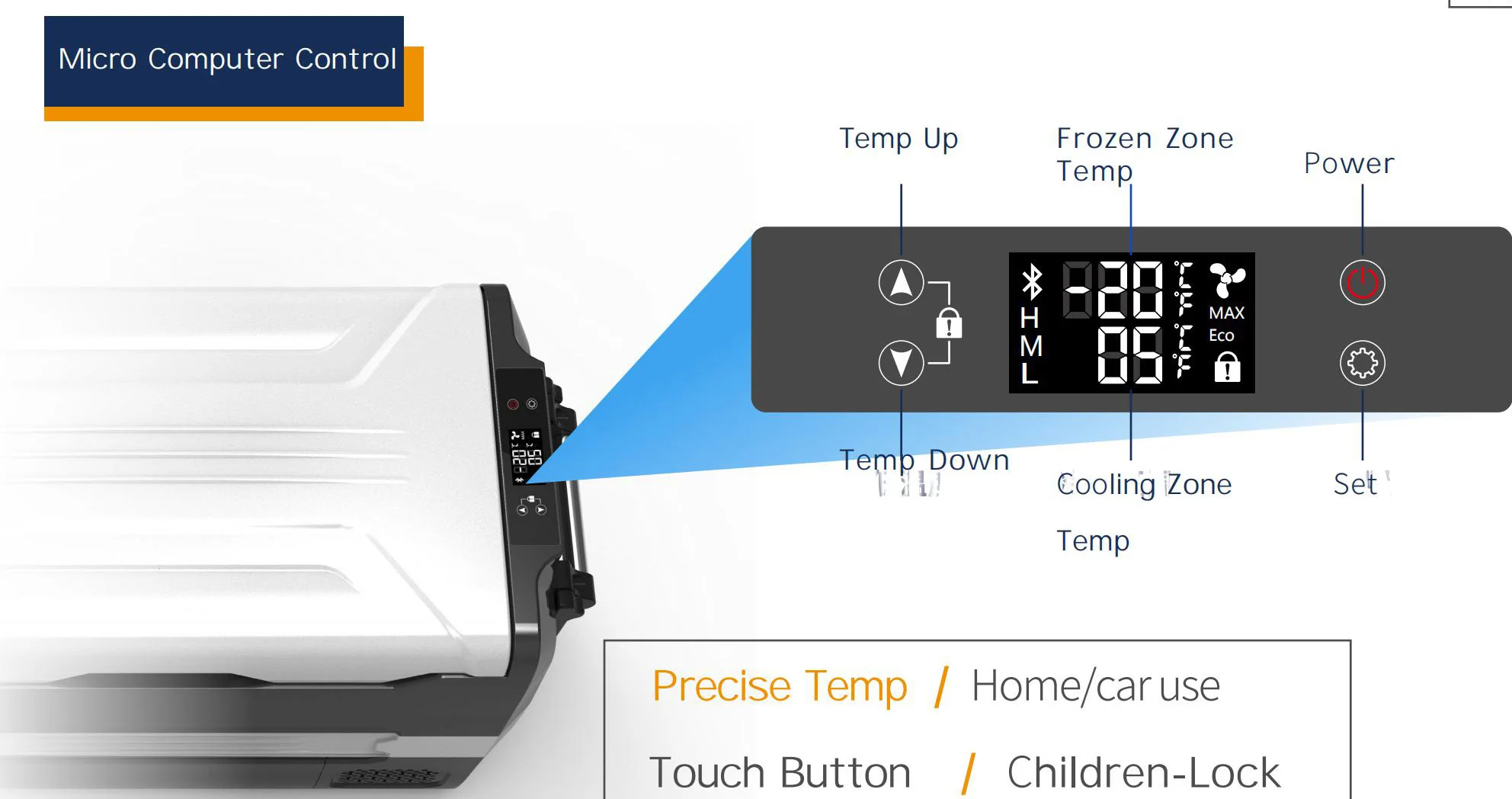  Fast Freeze to -20 Interllectual double Temp Zone compressor Car fridge / freezer refrigerator for camping