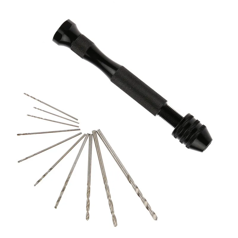 Mini Micro Aluminum Hand Drill Chuck High Speed Steel Twist Drill Bit Woodworking Drilling Rotary Tools