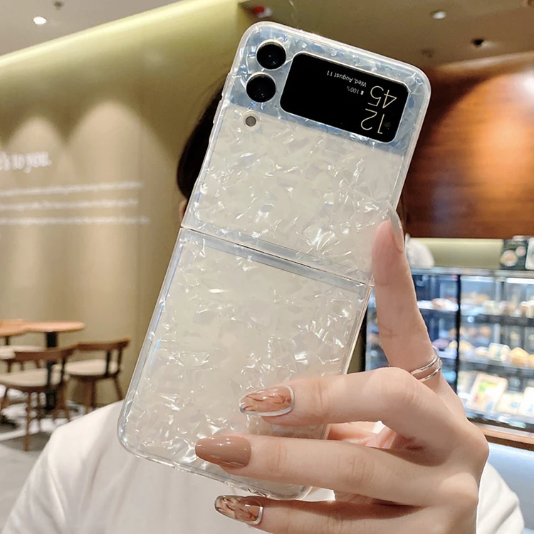 Luxury Fashion Glitter Transparent Gradient case Pattern Phone Case For Samsung Galaxy Z Flip 3 Clamshell Folding Screen