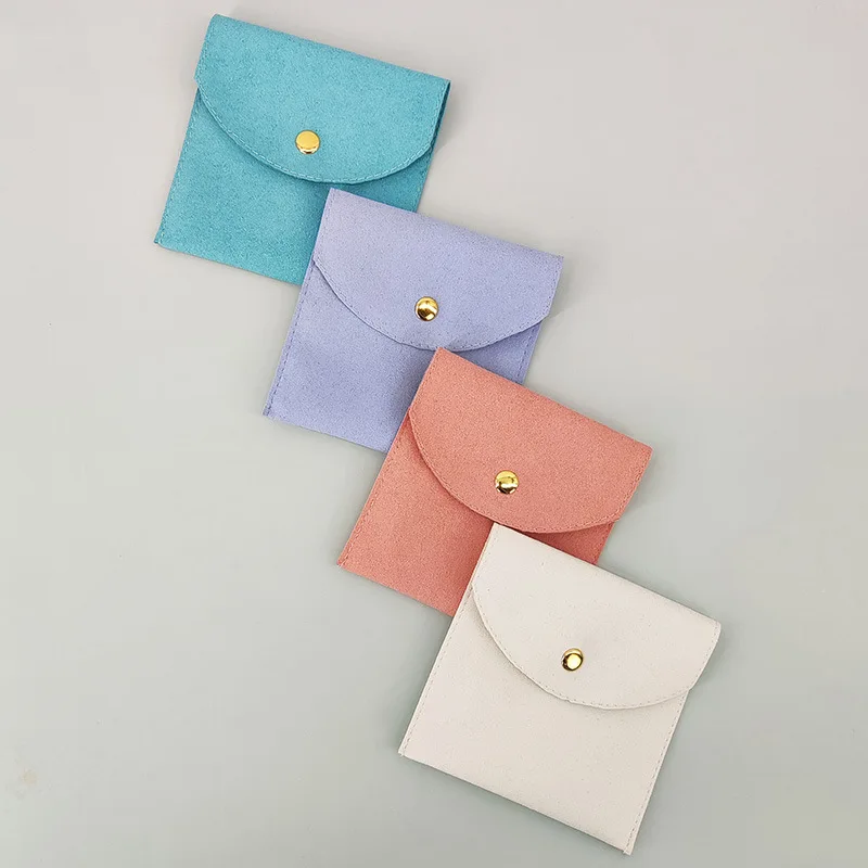 Custom Logo suede jewelry earring pouch with box and insert pad, Suede Microfiber jewelry pouches