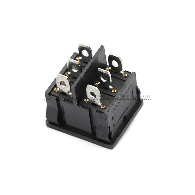 KCD1 21x24mm 6 Pin Dual Rocker Switches 21*24mm Two-Way Switch 2 Position 6A 250V 10A 125VAC ON OFF Black