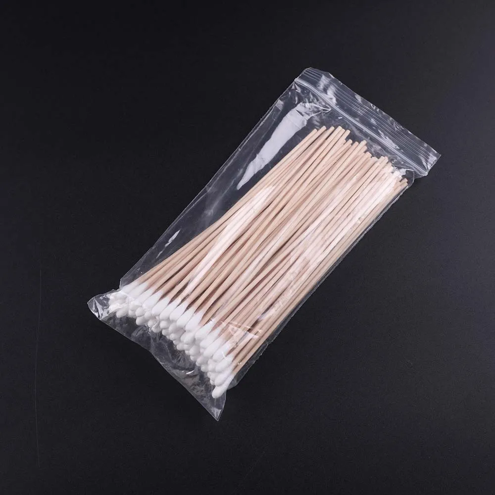 Disposable Environmentally Friendly Biodegradable 15cm Applicators Long Bamboo 100% Cotton Swabs