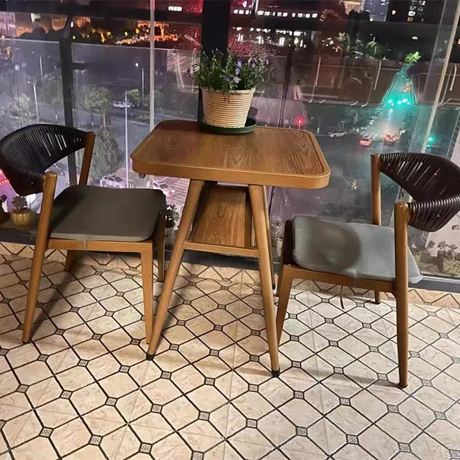 Leisure Outdoor Waterproof Furniture Aluminum Frame Wicker Rattan Garden Restaurant Dining Chair