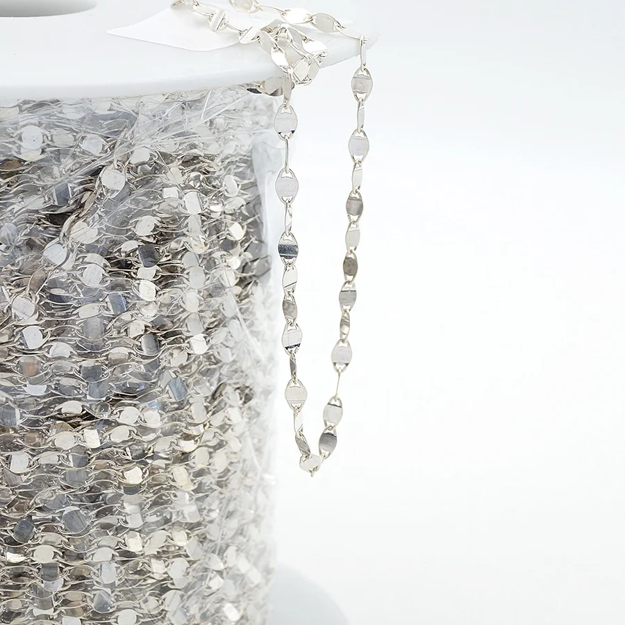 Factory wholesale solid silver shiny S925 semi-finish chain for jewellery making