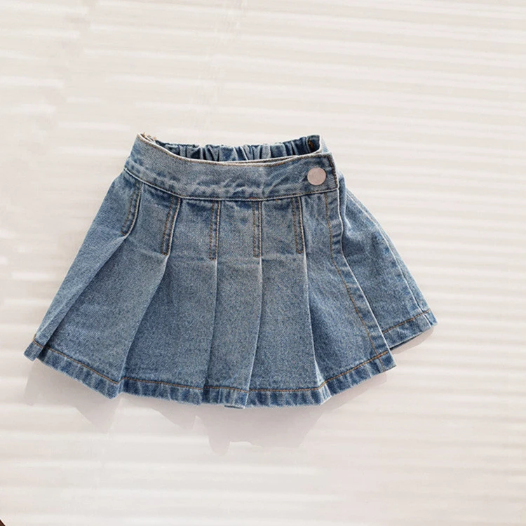 1-6T Jeans Skirt Shorts For Girls Toddler Kid Baby Clothes Summer Denim Pleated Skirt Shorts Girls Elegant Cute Sweet Skirts