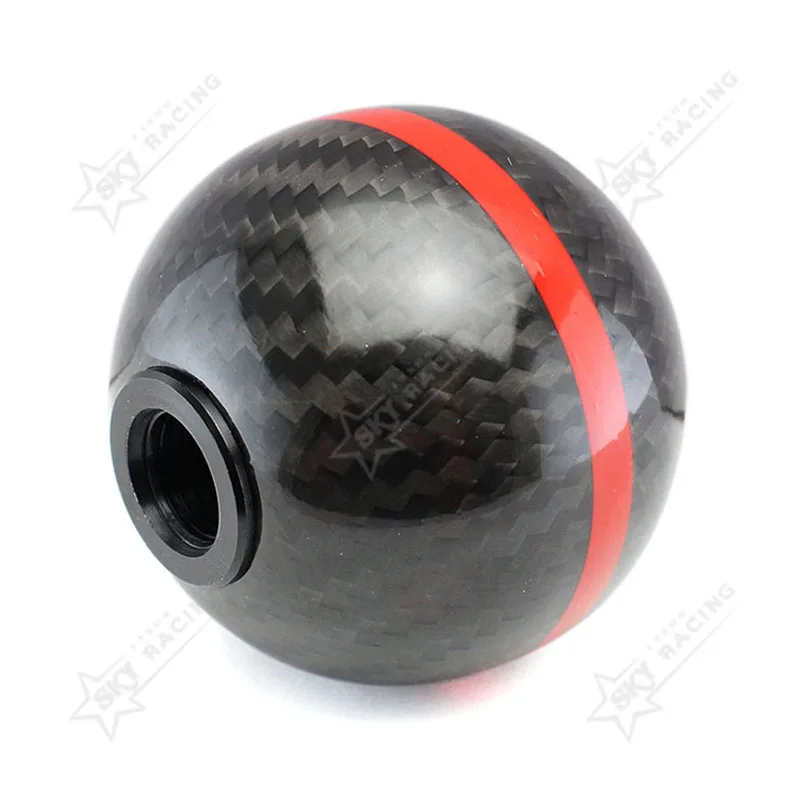 Universal 5/6 Speed Manual Automatic Shifter Head Spherical JDM Racing With 3 Adaptors Mugen Carbon Fiber Shift Gear Knob