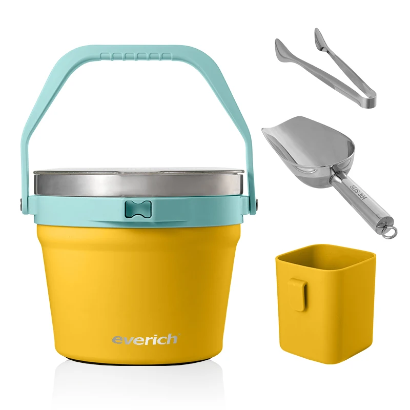 7L Stainless Steel Ice Bucket: Cooler with Lid and Storage Compartment