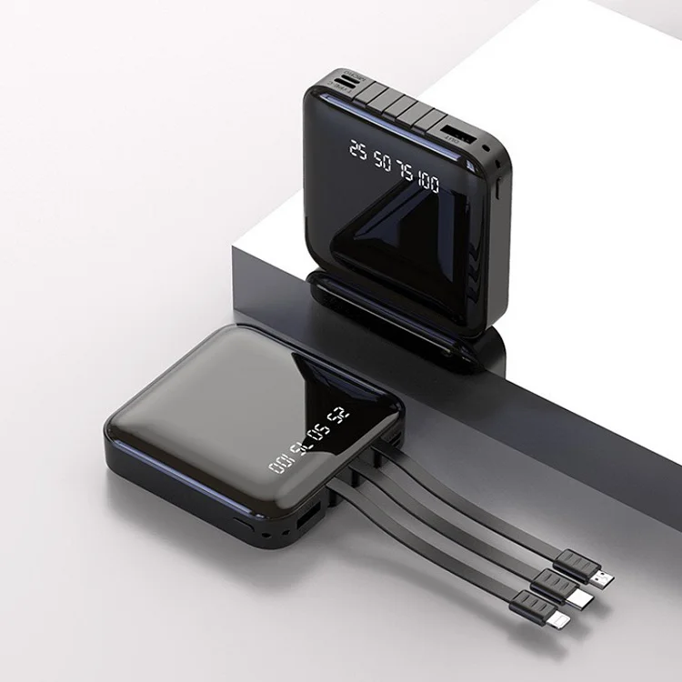 Quick delivery Portable original power bank 10000mah type-c usb power bank with Lightning 3 Cables