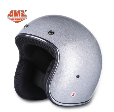 AMZ DOT Approved Retro 3/4 open face Motorcycle Helmet Vintage Half Face Moto Helmet