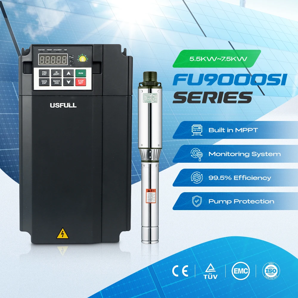 USFULL solar vfd Single&3 Phase 220V 380V 0.75kw2.2kw4kw5.5kw7.5kw15kw22kw37kw solar pump inverters for water pump motor drive