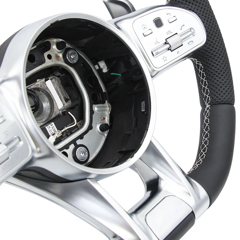 Black leather semi perforated modified steering wheel for Mercedes Benz C GLC E S CLS AMG zc-809-p8-y
