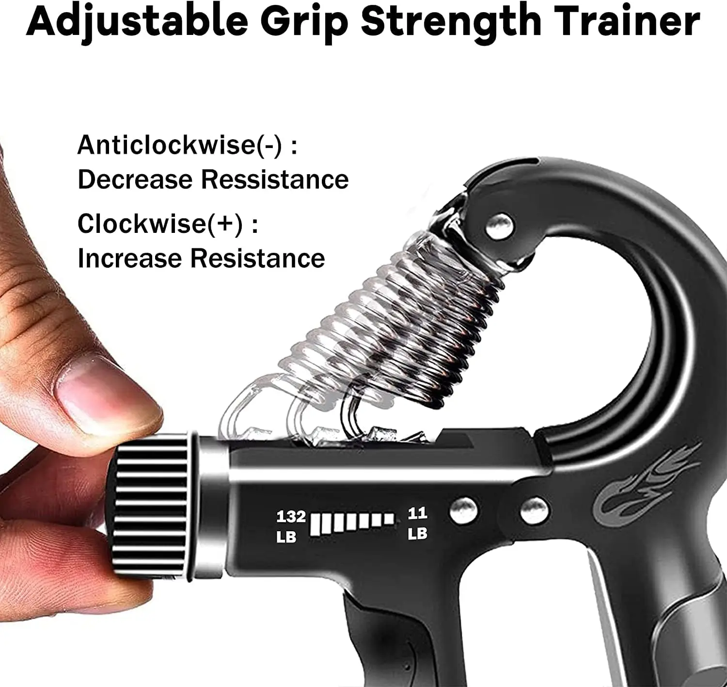 High Quality Fitness Gripper Exercise Custom LOGO Strength Hand Gripper with Thick Spring